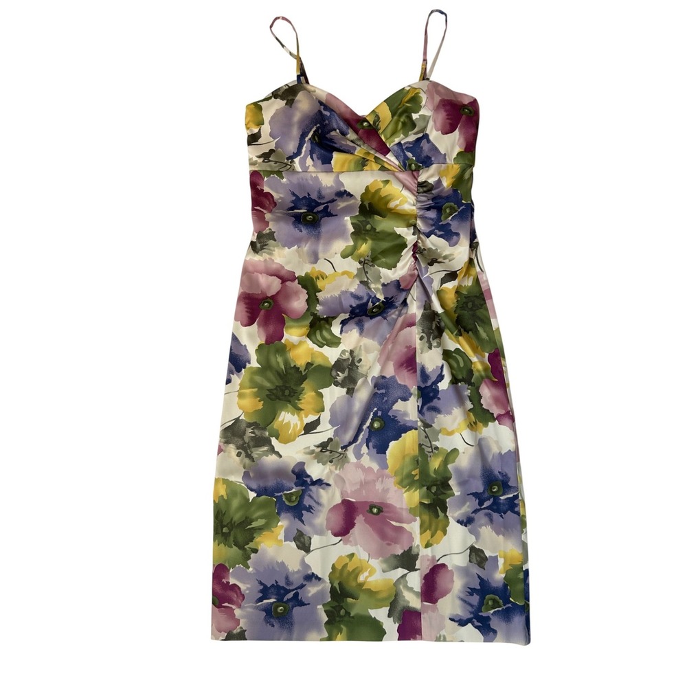 90s Vintage Spiegel floral midi cocktail dress spaghetti straps size 4